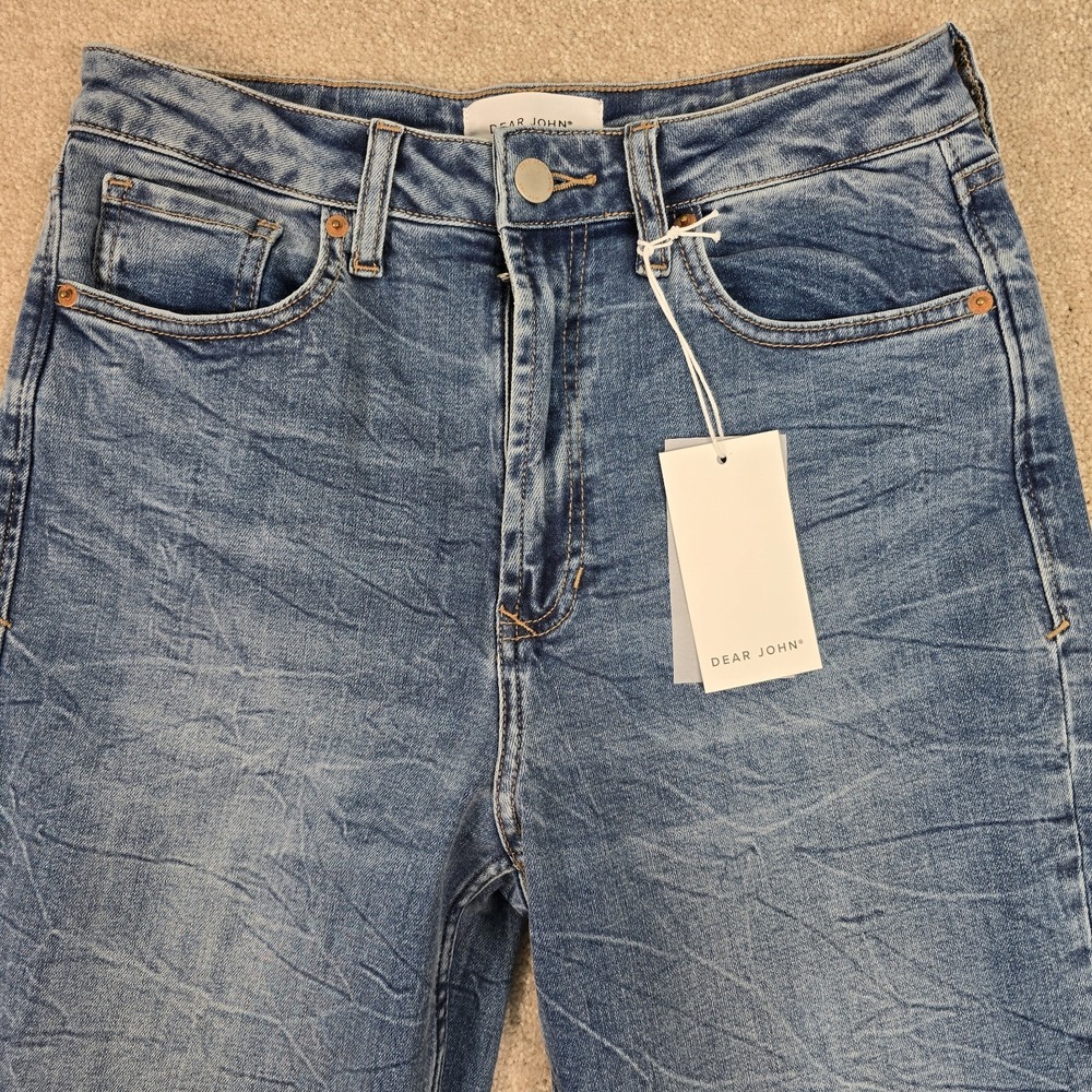 Dear John Denim‎ 90S Ultra High Rise Ankle Straight Jeans Mozzie Fray Hem 28 NEW